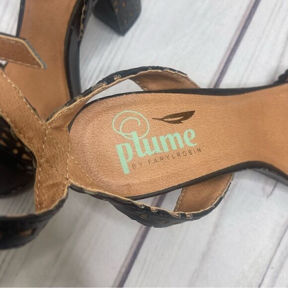 Plume by Farylrobin Black Slingback Chunky 4'' Pumps Block Heels Womens Size 7.5 - Picture 7 of 9